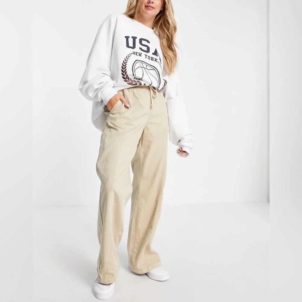 We The Free Wideleg Drawstring Jeans Stone/Neutral Large